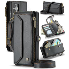 ShieldPlus Wallet Case für Samsung Galaxy S24 Ultra – Magnetische Flip-Hülle aus PU-Leder mit 10 Kartenfächern, Reißverschlussfach und