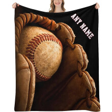 Personlig baseballteppe med navn, 100x130 cm, spesiallaget sportsteppe for barn og voksne – kompatibelt med MLB-fangaver