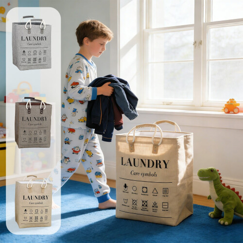 Καλάθι πλυντηρίου Nordic Linen – Ελεύθερο, Πτυσσόμενο, Λαβές, Εξοικονόμηση χώρου, 18x13x13