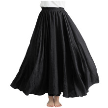 Dámské lněné maxi sukně, letní boho, jednobarevné, plážové, elastické, s vysokým pasem, skládané, áčkové, splývavé, dlouhé maxi
