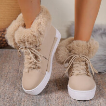Willtoo Winter Women's Snow Boots Short Barrel, Fleece Lined Thickened Boots for Cold Weather Khaki
