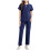 Women's Scrubs Set Navy Solid V-Neck Top and Drawstring 1