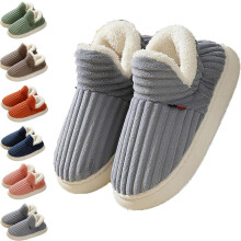 Comfortabele en stijlvolle pantoffels, warme, pluizige winterslippers met dikke zool en antislipzool voor dames en heren, machinewasbaar.