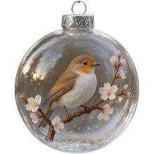 Nature's Birds Kristallglas-Kolibri-Weihnachtskugel – Klare Kugel, Erinnerungsgeschenk, kompatibel mit Standard-Baumhaken