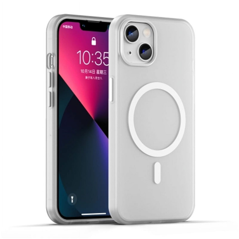 For Compatible With Iphone 13 Magsafe Frosted Translucent Tpu + Pc Full Coverage Phone Case,,For Compatible With Iphone 13 White 9340959411504