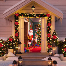 Santa Claus Christmas Door Cover Red 70.86x35.43 in