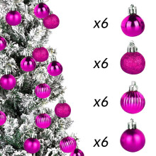 24PCS Mini Christmas Ball Ornaments, Xmas Tree Decorations with Hanging Loops, 1.18" Small Baubles for Xmas Holiday Party Wedding Home Decor