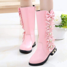 Kinderstiefel, Schneestiefel für große Kinder, Plüschstiefel für Mädchen, dick und warm, mit seitlichem Reißverschluss, lange Schaftstiefel