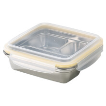 Conjunto de 2 recipientes para lanches em aço inoxidável com tampas – Lancheira reutilizável para preparar refeições em casa e em viagens,