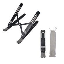 Adjustable Aluminum Laptop Stand – 7 Angles, Foldable & Portable, Compatible with MacBook, iPad, HP, Dell, Lenovo & More (Black)