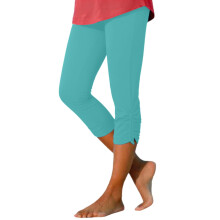 Women's Sky Blue Capri Leggings Lightweight Elastic