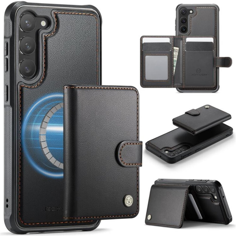 Jeehood Case For Samsung Galaxy S23+ 5G: Rfid-Blocking, Magsafe-Compatible, Detachable 2-In-1 Wallet With Kickstand & Snap Card Holder, Pu Leather, 9340959413218