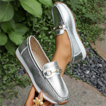 Mocassins femininos Willtoo, casuais, leves e sem fecho, para o verão, com bico redondo, cabedal em PU e diversos tamanhos.