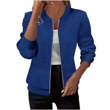 Sudadera acolchada con cremallera para mujer, blusa de manga larga con cuello redondo, estilo túnica informal deportiva.