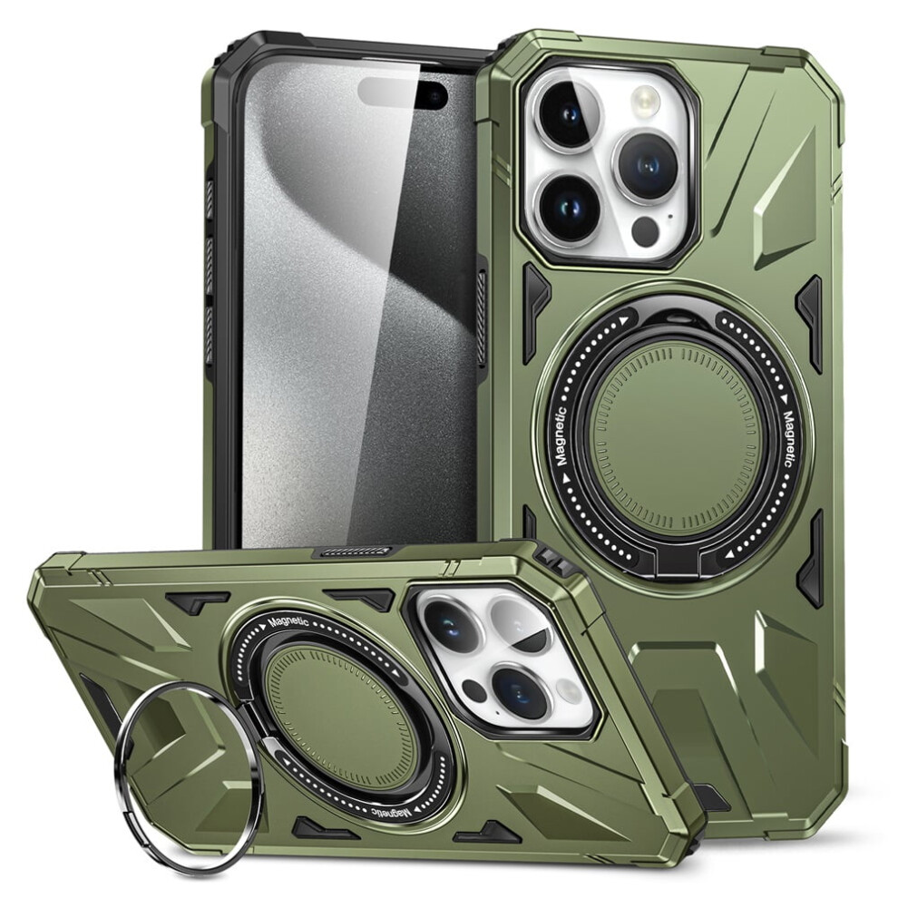 Iphone 14 Pro Max 6.7" Case Â 360 Spin Magnetic Stand, Magsafe Compatible, Mil-Std-810G Shockproof, Dark Green 9340959412754