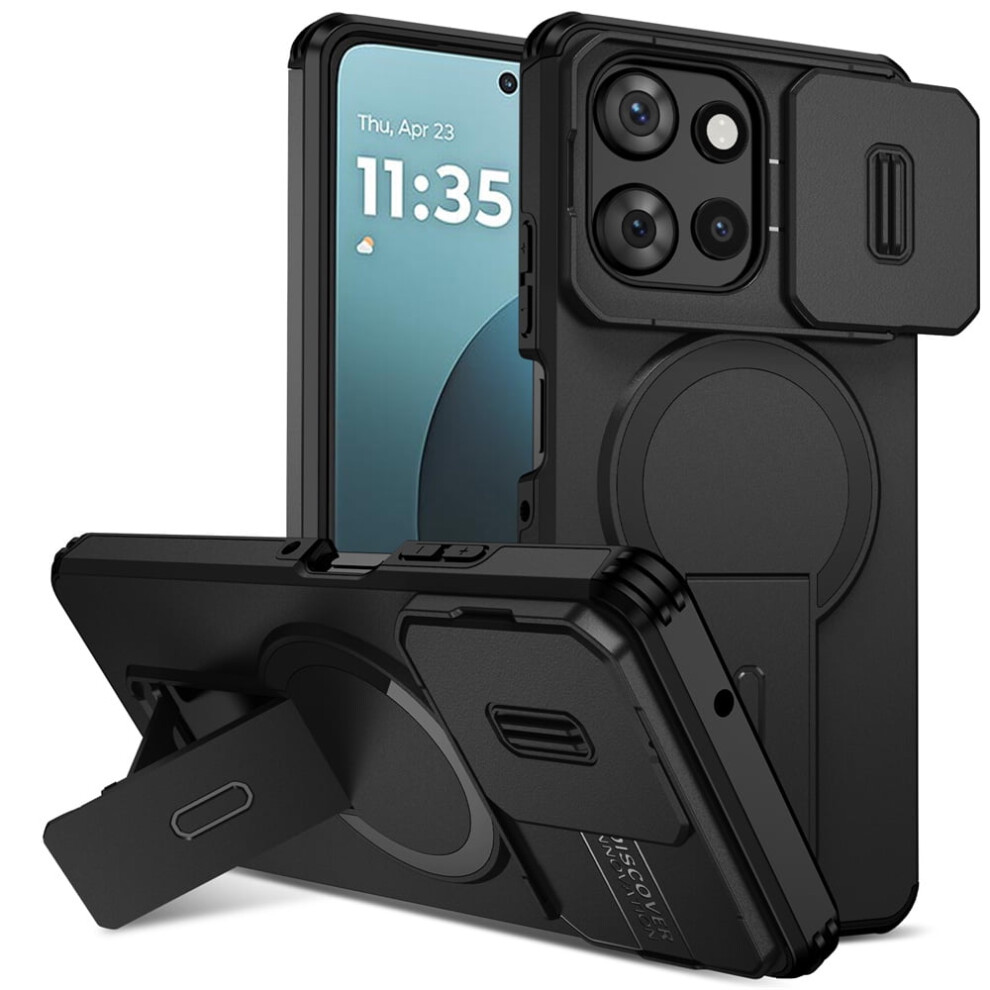 Motorola Moto G Power 5G 2025 Case Â Foldable Stand, Magsafe Charging, Sliding Camera, Shockproof, Black 9340959414369