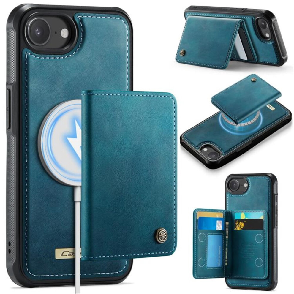 Rfid-Blocking 2-In-1 Magsafe Wallet Case For Iphone 16E Â Pu Leather, Kickstand, Magnetic, Blue 9340959415441