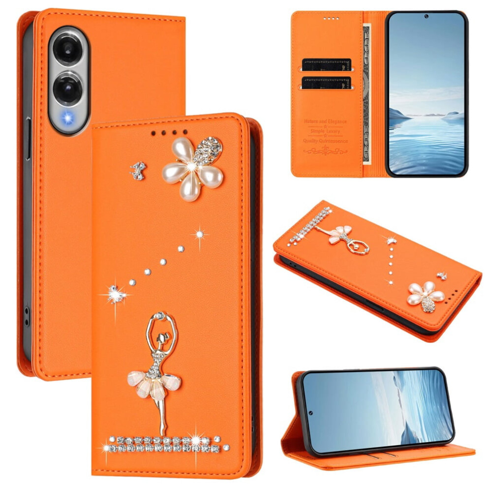 Rfid-Blocking Ballet Girl Flip Wallet Leather Case For Compatible With Samsung Galaxy S25 Edge 5G Â Orange 9340959414574