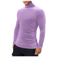 Pull homme uni à col montant et manches longues