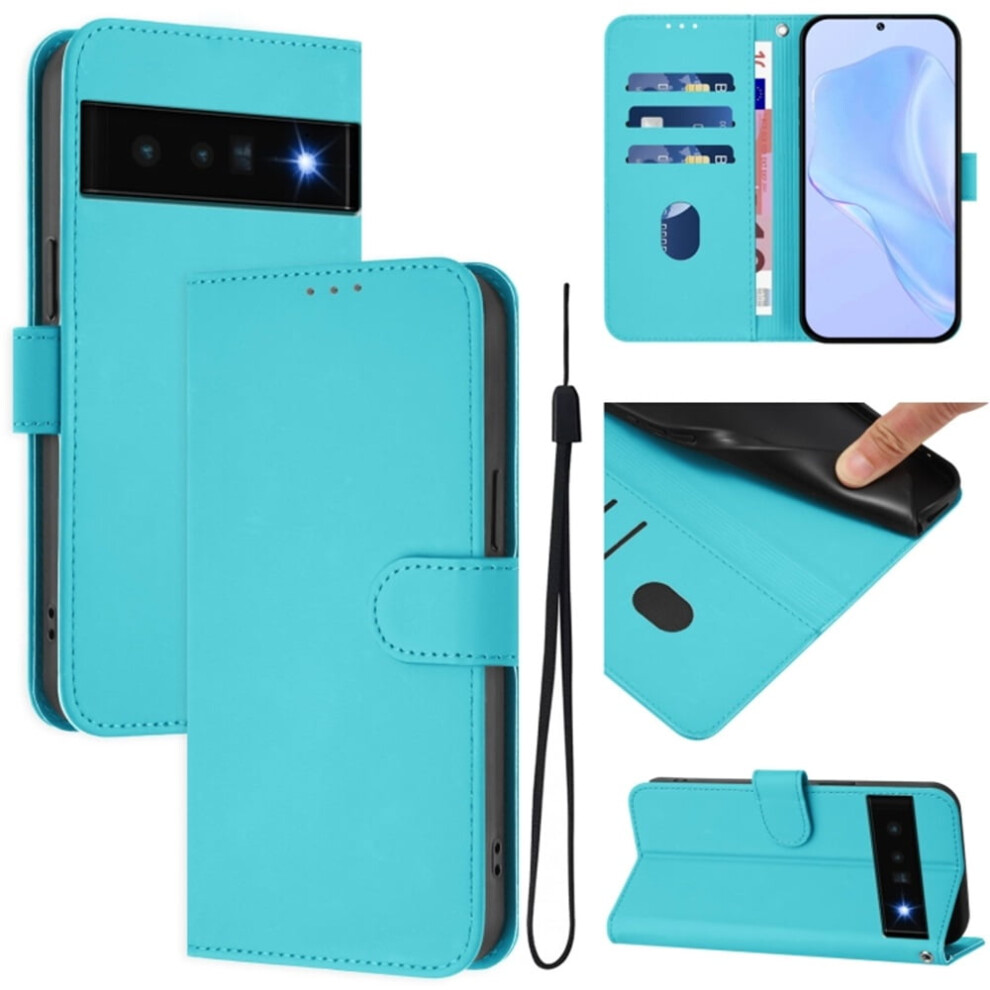Wallet Case Compatible With Google Pixel 6 Pro Â Pu Leather Magnetic Flip Folio, 3-Card Slot & Wrist Strap, Lake Blue 9340959414673