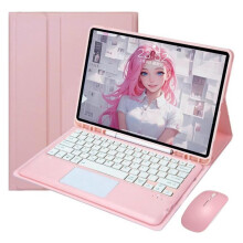 Slankt Smart Stand-tastaturcover kompatibelt med iPad Air 5./4. generation 10,9", aftageligt tastatur og mus, touchpad, penholder, automatisk dvale