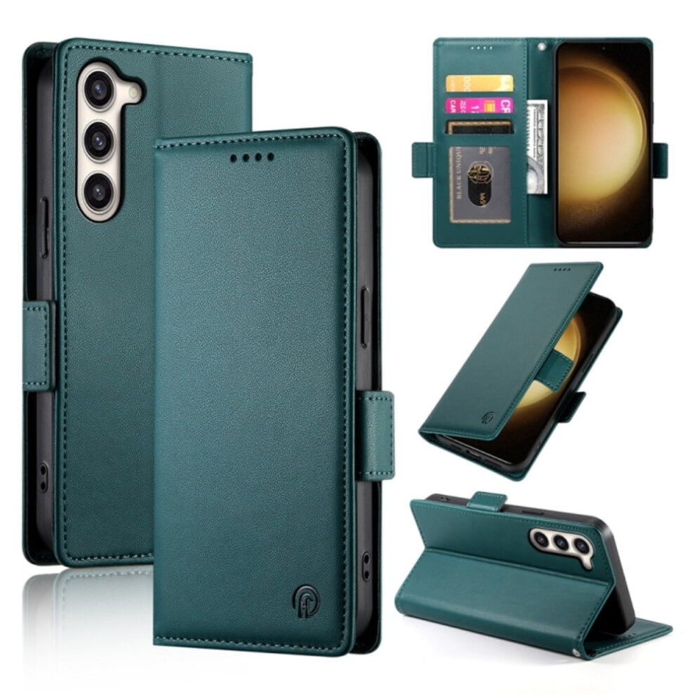 Compatible With Samsung Galaxy S23 5G Wallet Case Â Pu Leather Flip Cover With Magnetic Closure, Frosted Finish, Dark Green 9340959415724