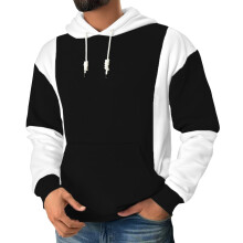 Férfi lezser sport színes blokkos kapucnis pulóver hosszú ujjú - fehér - XXL méret