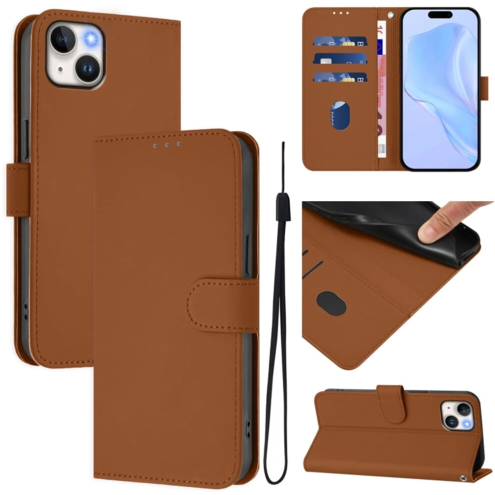 Pu Leather Wallet Case For Iphone 15 Plus Brown 9122141667261