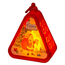 Lanterne triangulaire suspendue de Noël avec lumières LED, veilleuse lumineuse sur le thème de Noël pour sapin de Noël et décoration