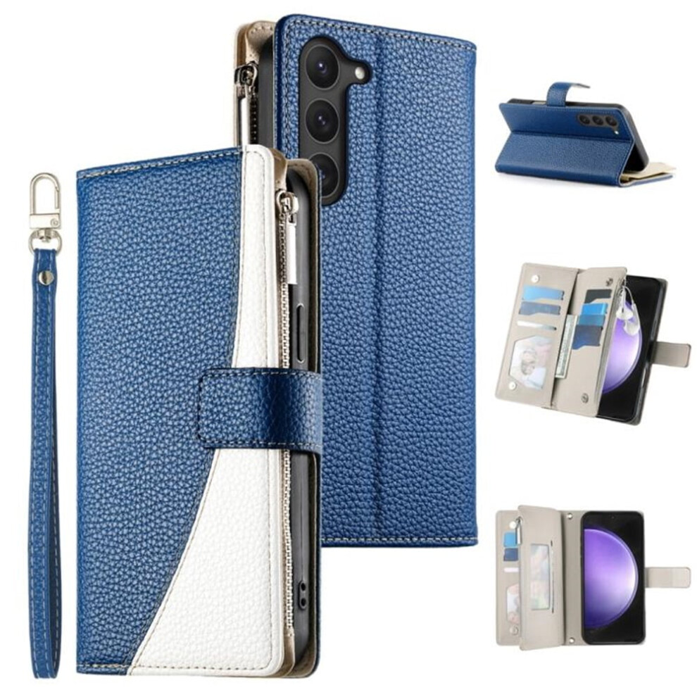 Dark Pu Leather Flip Wallet Case For Samsung Galaxy S23 5G 6.1" Â Multi-Card Slots, Magnetic Closure, Hanging Rope, Compatible With Galaxy S23 Blue 9193271110767