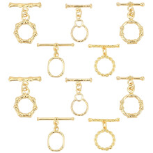 Fechos de alternância em latão, banhados a ouro 18K, 5 estilos, barra em T redonda/oval, 10 conjuntos – Acessórios para fabricação de joias