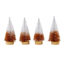 4 mini árboles de Navidad para decoración de escritorio, letrero navideño elegante
