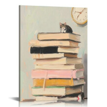 Trendy Book Posters Pink Paintings Aesthetic Book Canvas Wall Art Prints for Library Reading 12x16 in