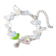 Flower Charm Bracelet with Tassels Comfortable Wear Imitation Pearls Beaded Handchain Adjustable Length Wristchain