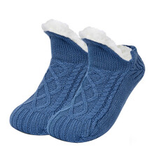 Calze pantofola invernali per uomo e donna – Calde, foderate in pile, antiscivolo, regalo di Natale accogliente, blu, taglia media