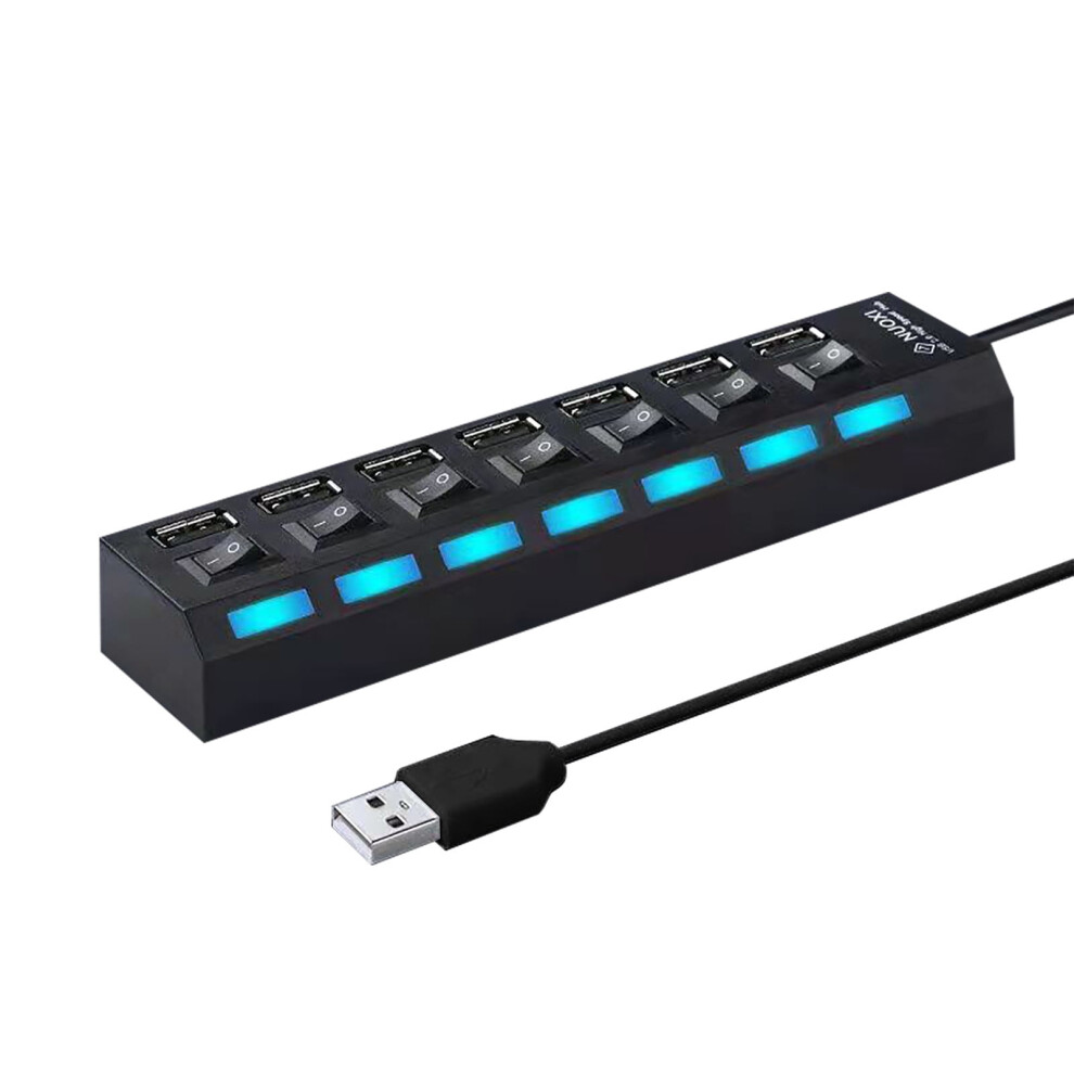 Multi Port Usb Hub Splitter 7 Port Usb 2.0 Hub For Laptop Usb Port Expander With On/Off Individual Switch Compatible For All Usb Device 9327961757585