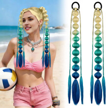 Three-color Gradient Internet-famous Hand-woven Braids And Ponytail