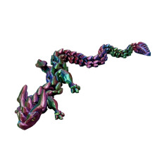 Dragon en cristal imprimé en 3D (17 pièces) - Jolis accessoires pour paniers cadeaux, dragon articulé et flexible imprimé en 3D, jouet