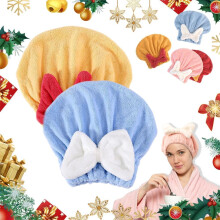 Super Absorbent Hair Towel Wrap for Wet Hair – Multi-Functional, Soft Bow Tie Design, Compatible with All Hair Types