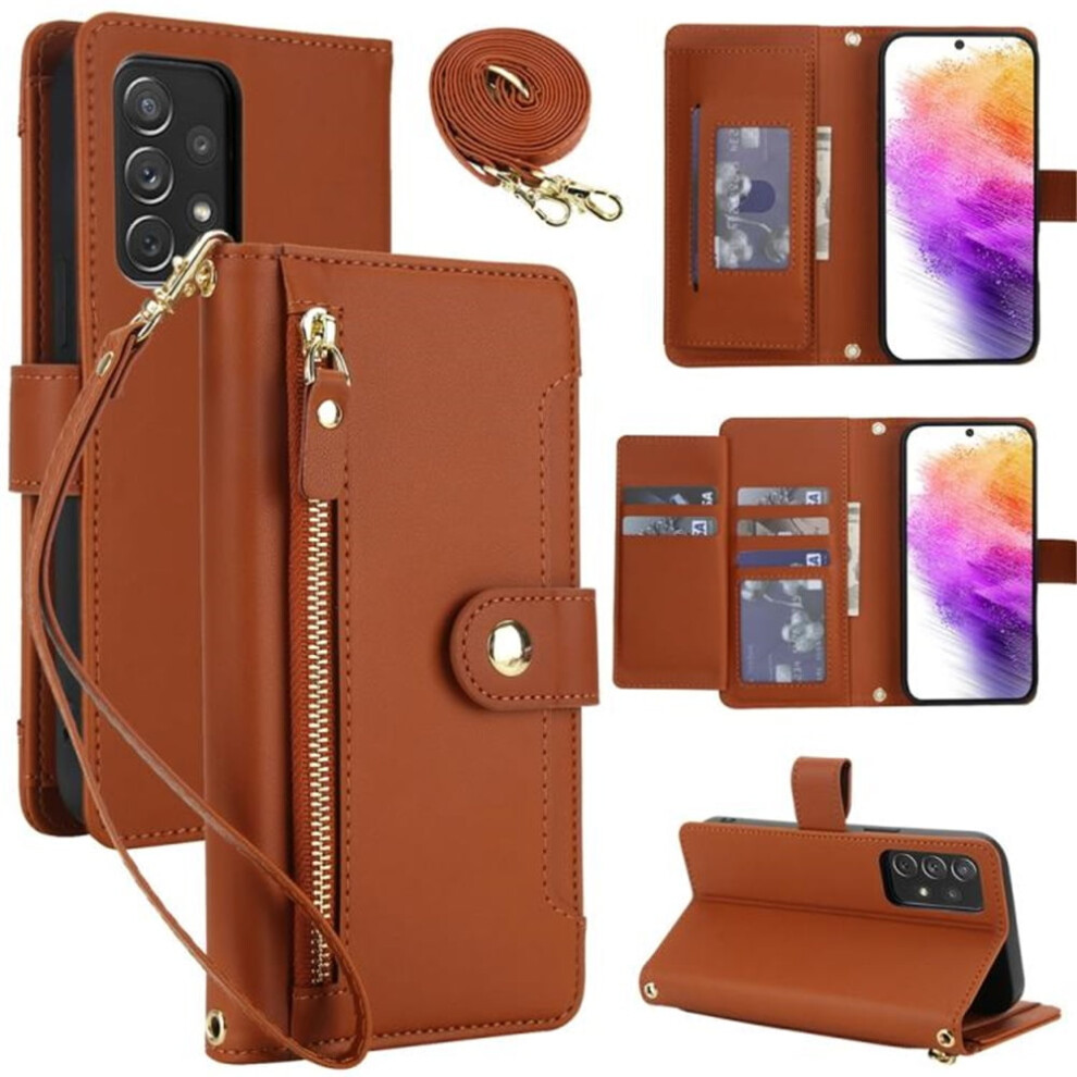 Rfid-Blocking Wallet Case For Samsung Galaxy A53 4G/5G Brown 975221414595