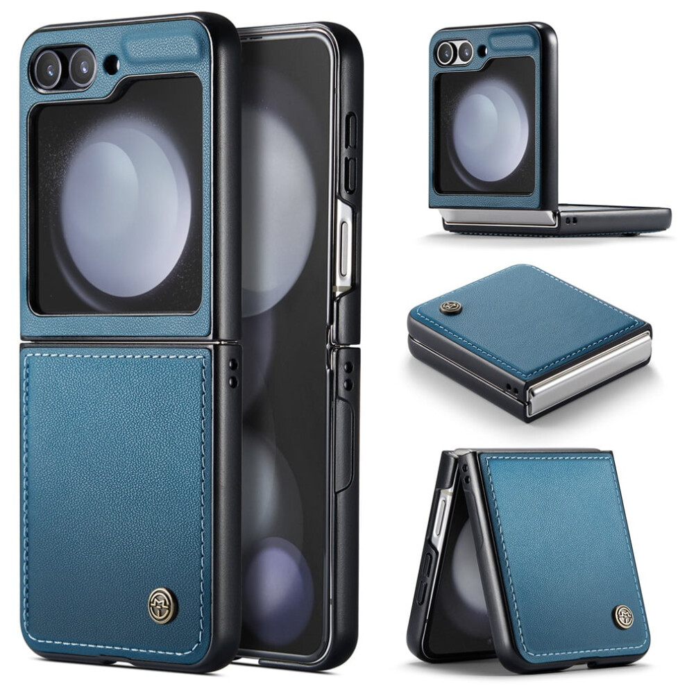 Caseme Leather Wallet Case For Samsung Galaxy Z Fold5 Â Rfid Blocking, Magnetic Clasp, Kickstand, Blue 9353595670495