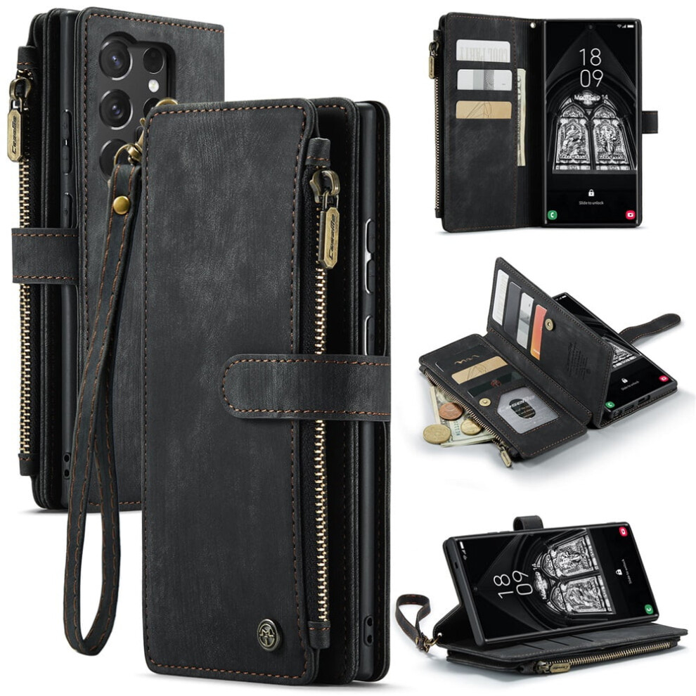 Caseme Wallet Case For Samsung Galaxy S25 UltraâPu Leather, Magnetic Flip, Lanyard, Zipper Card Holder, Compatible With Galaxy S25 Ultra 6.9" 9353595670020