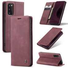 Retro Wallet Case for Samsung Galaxy S20 FE (6.5"), PU Leather Flip Cover with Card Slot, Stand & Magnet, Compatible with S20 FE 5G – Winered