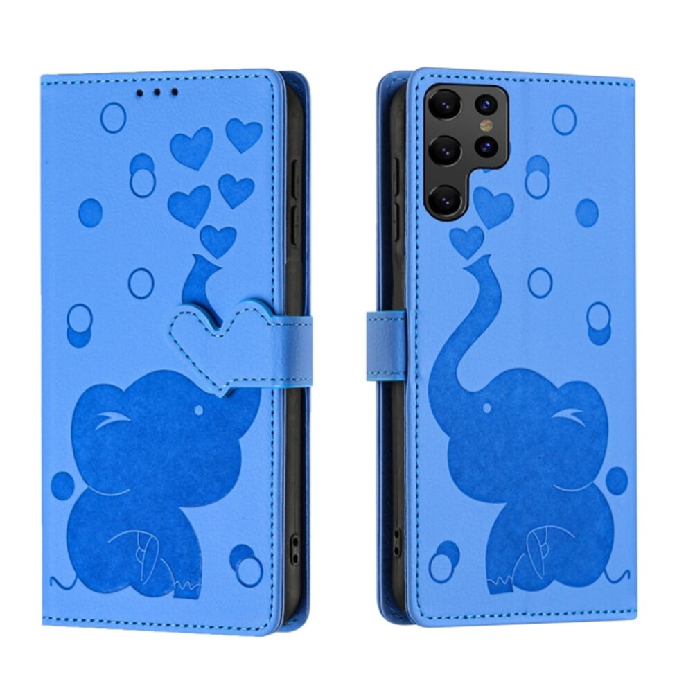 Pu Leather Flip Wallet Case With Magnetic Closure, Card Slots & Hand StrapâCompatible With Samsung Galaxy S22 Ultra 5G 6.8" Blue 9353595668133
