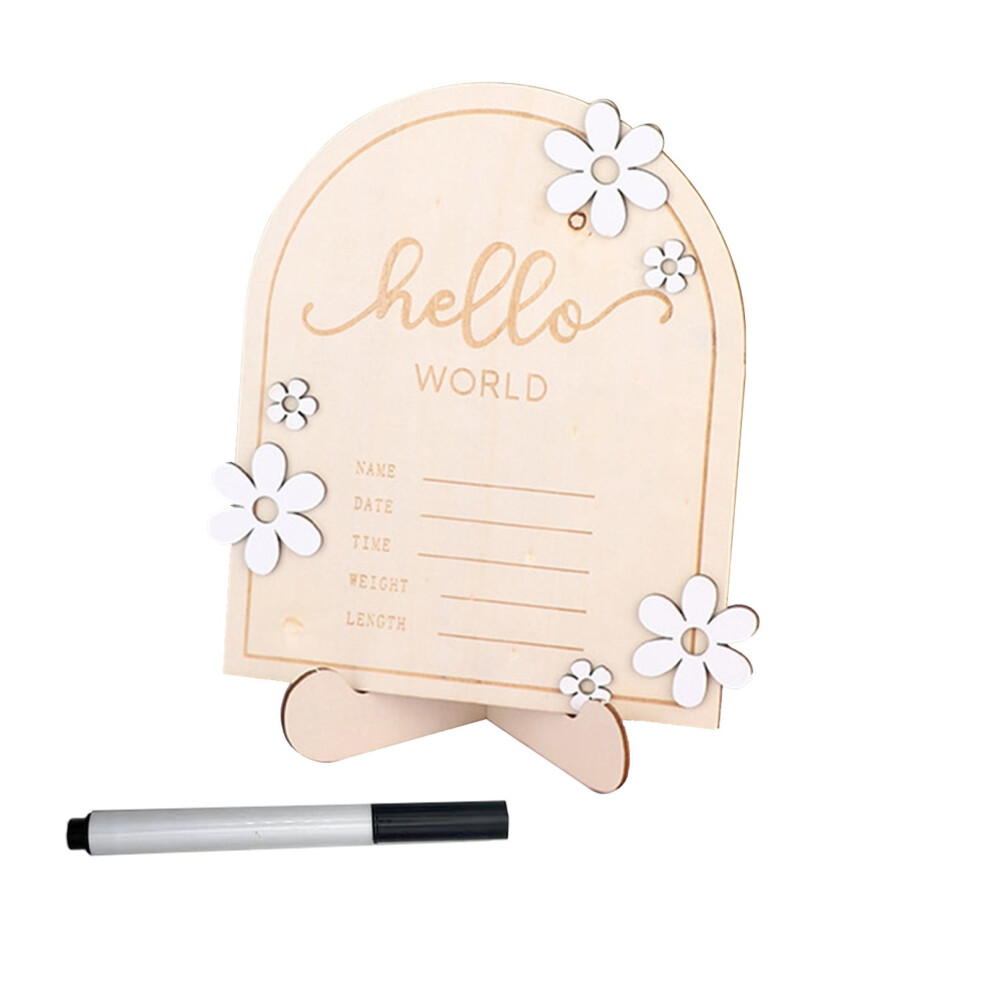 Wooden Baby Announcement Sign – Hello World Newborn Welcome Round Plaque for Nursery, Photo Props & Keepsake