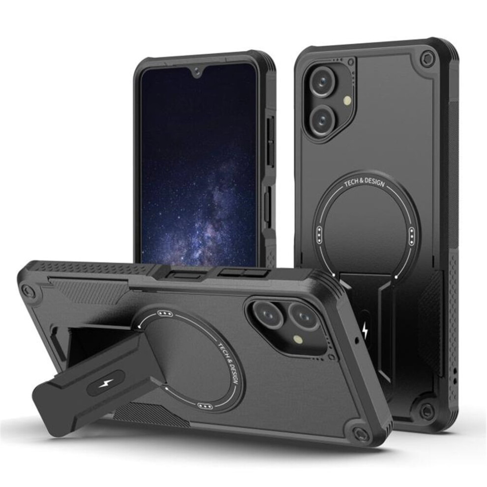 Magsafe-Compatible Shockproof Tpu Case For Samsung Galaxy A06 4G/5G (6.7"), Military-Grade, Built-In Stand Black 9353595667242