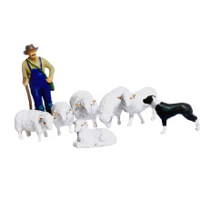 1/87 Resin Figures Farm Miniature House Decoration Sturdy Simulated Realistic Whole Set