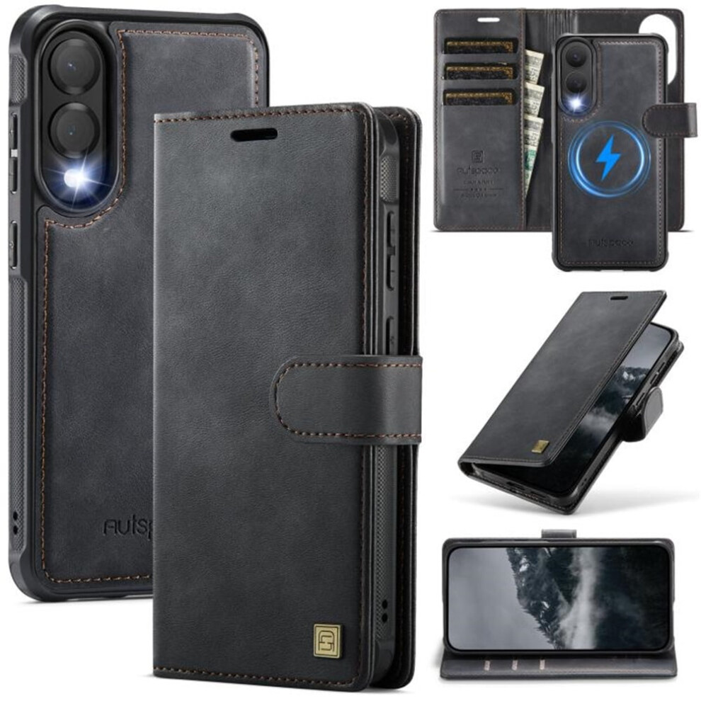 Rfid-Blocking Purse Case For Samsung Galaxy S25 Edge 5G 6.7" Â Magsafe, 3-Card Slots, Kickstand, Flip & Shockproof, Black 9353595670044