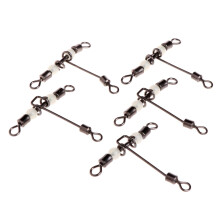 5pcs 3 Way Luminous T-shape Rolling Swivel With Beads Fishing Swivels Connector