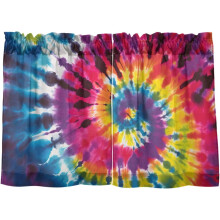 Colorful Spiral Tie-Dye Short Tier Kitchen Curtains, 24" Length, 2 Panels – Compatible with Small Windows